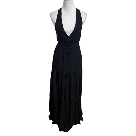 l*space Dresses & Skirts - L*Space Emma Cover Up Maxi Dress Women’s Size XS Black Deep V Slit Beachwear